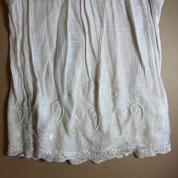 Adiva USA White Embroidered Lace Sheer Mesh Tank Top Women's Medium Whimsical - Picture 3 of 8